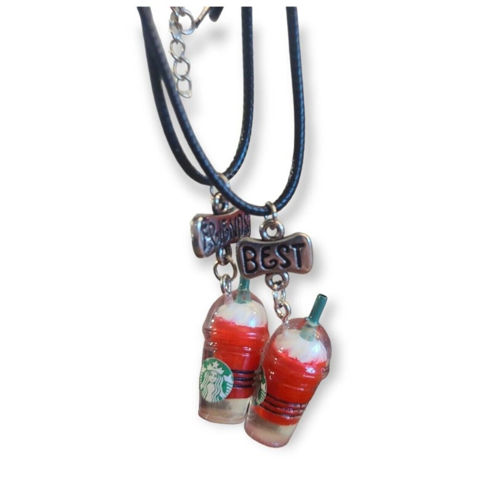 Starbucks Best Friends necklace on Black  cord 16” NEW